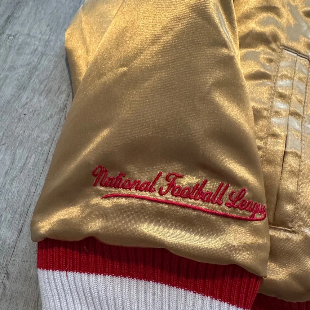 NFL San Francisco 49ers Satin Varsity Jacket Gold youth XL Forty Niners Bomber
